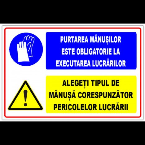 Panou pentru purtarea manusilor de protectie pentru executarea lucrarilor