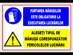 Panou pentru purtarea manusilor de protectie pentru executarea lucrarilor