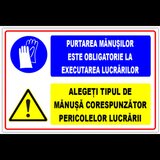 Panou pentru purtarea manusilor de protectie pentru executarea lucrarilor